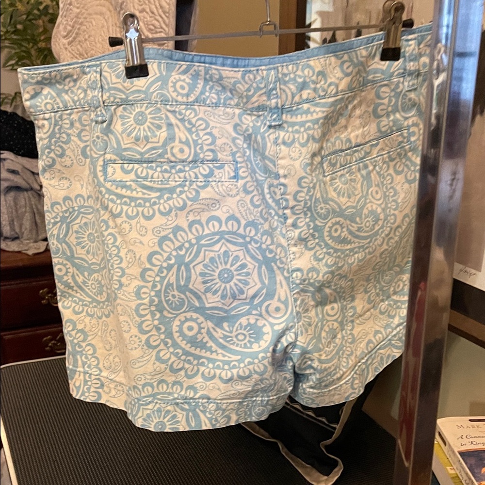 Ann Taylor Light Blue and White Patterned Shorts